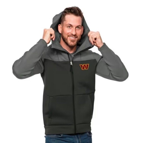 ANTIGUA WASHINGTON COMMANDERS MENS SMALL GREY FULL ZIP JACKET NWOT - Picture 1 of 7